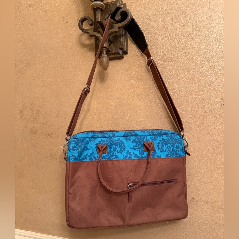 Blue and Brown Laptop Bag